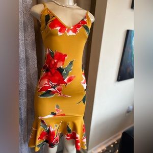 Women’s yellow and red floral dress
